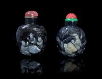 Two Carved Jade Snuff Bottles SUZHOU SCHOOL Height of taller 2 7/8 inches. — SUZHOU SCHOOL