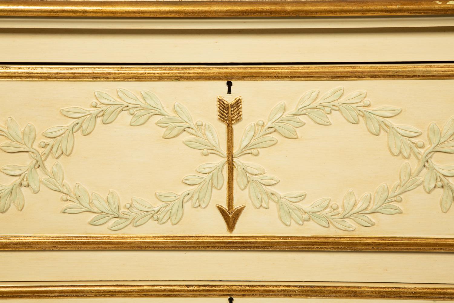 A Pair of Italian Neoclassical Style Painted and Parcel Gilt Commodes — 20TH CENTURY