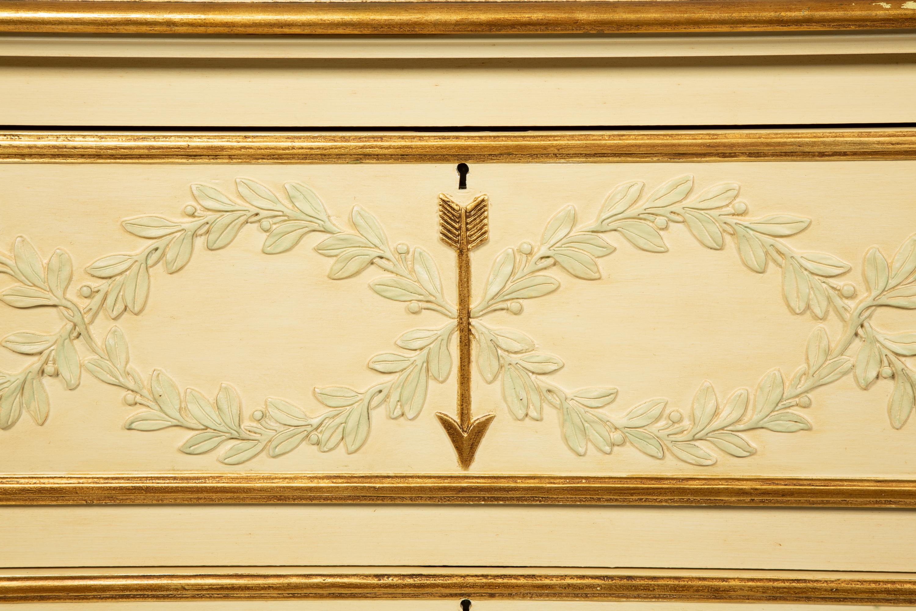 A Pair of Italian Neoclassical Style Painted and Parcel Gilt Commodes — 20TH CENTURY