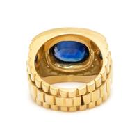 YELLOW GOLD, SAPPHIRE, AND DIAMOND RING