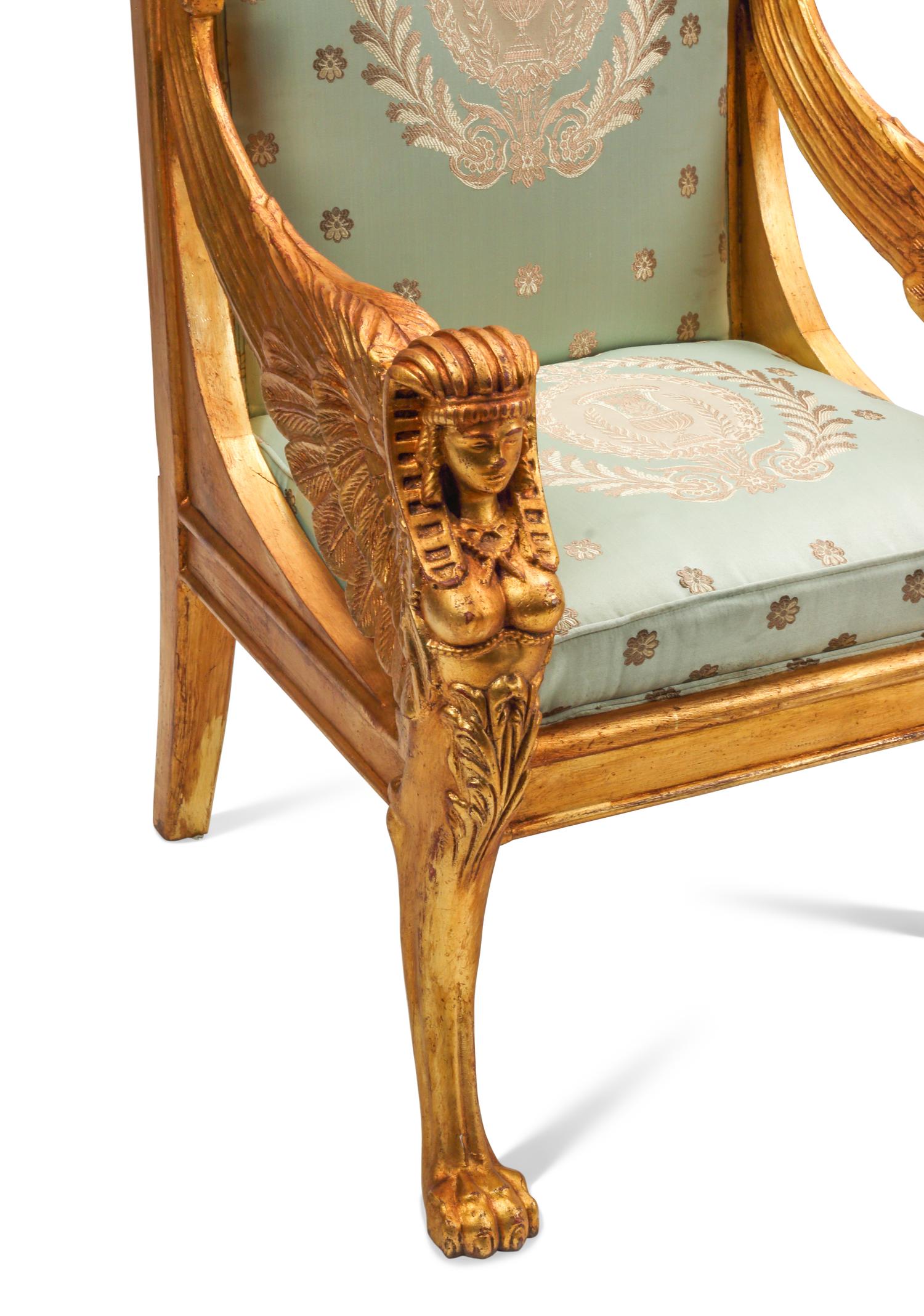A Pair of Italian Carved Giltwood Armchairs