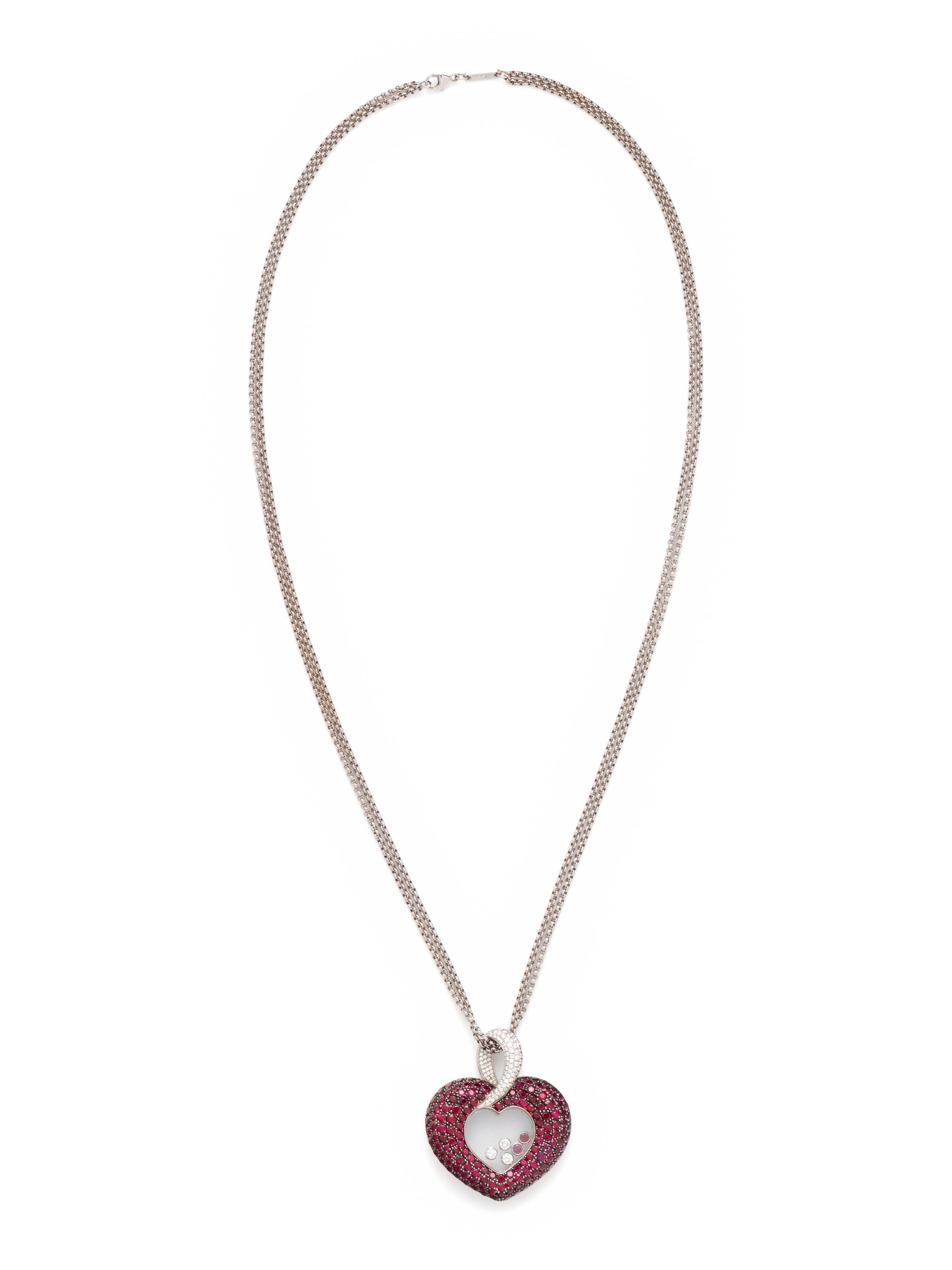 CHOPARD, RUBY AND DIAMOND 'HAPPY DIAMONDS' PENDANT/NECKLACE