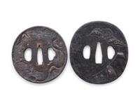 Seven Inlaid Cast Iron Tsuba