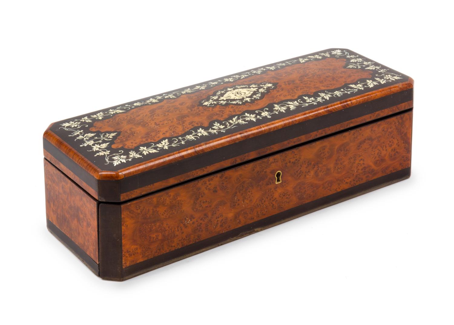 A Napoleon III Marquetry Jewelry Casket Width 11 3/4 inches. — 19TH CENTURY