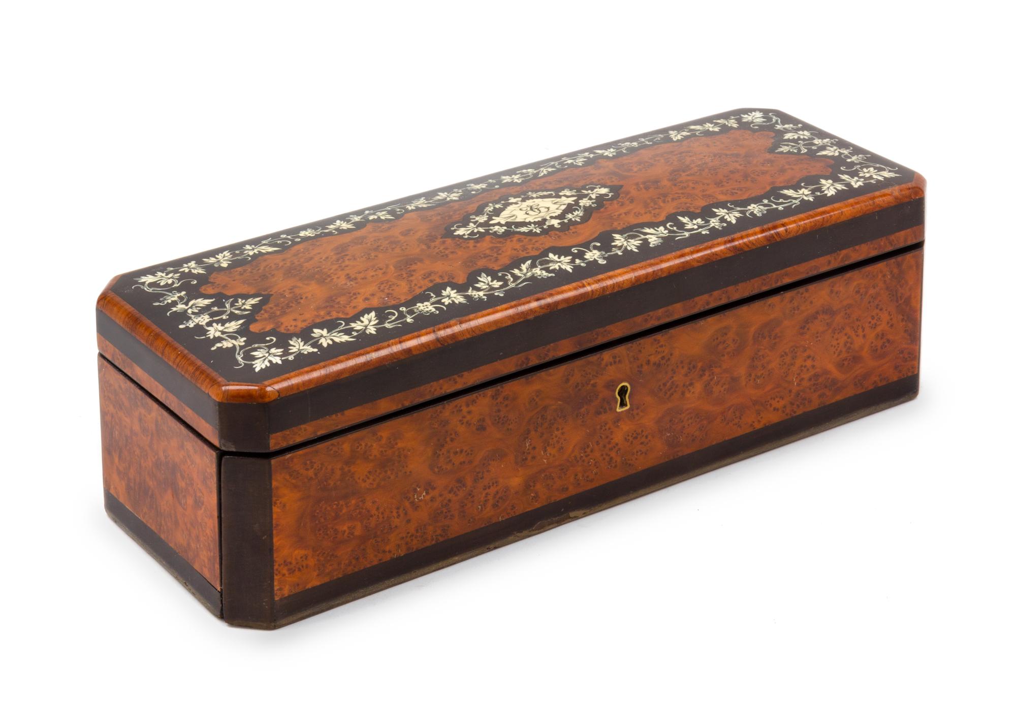 A Napoleon III Marquetry Jewelry Casket Width 11 3/4 inches. — 19TH CENTURY