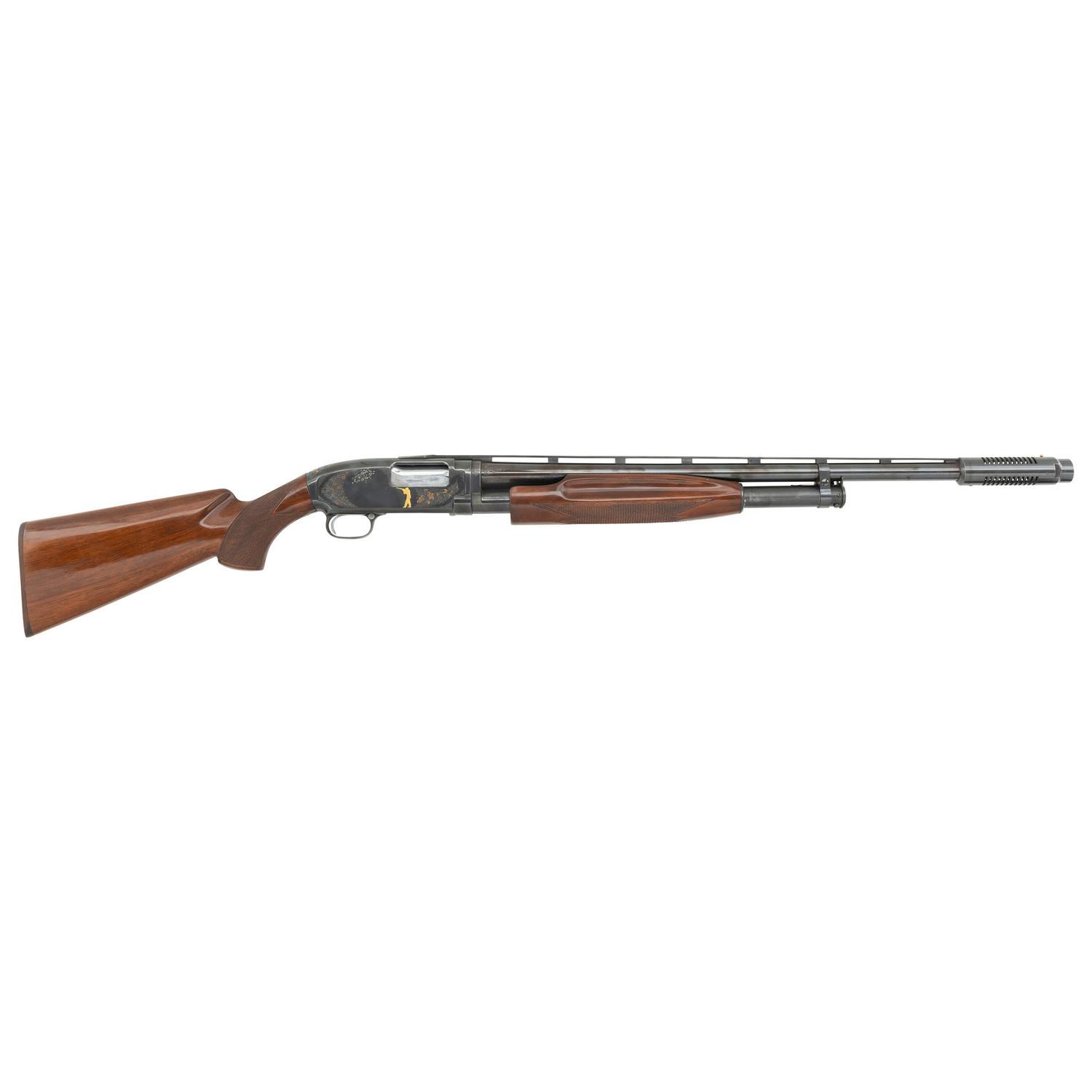 **Winchester Model 12 Engraved and Gold Inlaid 12 Gauge with Cutts Compensator