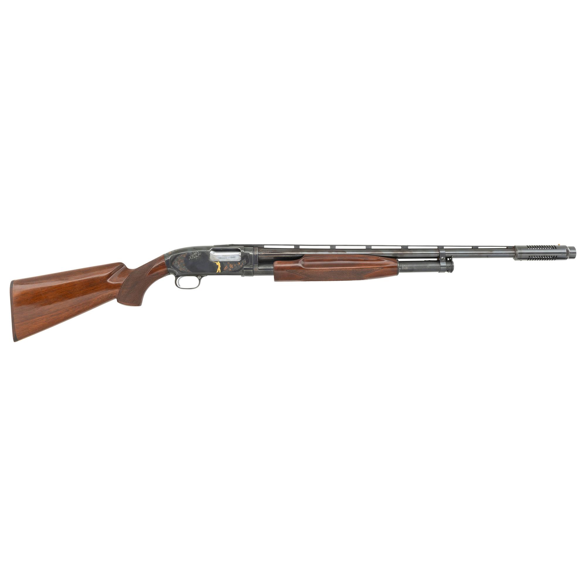 **Winchester Model 12 Engraved and Gold Inlaid 12 Gauge with Cutts Compensator