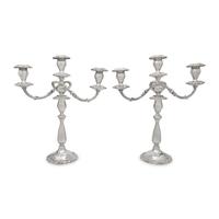 A Pair of American Silver Three-Light Candelabra