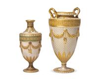 Two Wedgwood Parcel-Gilt and Bronzed Queen's Ware Vases