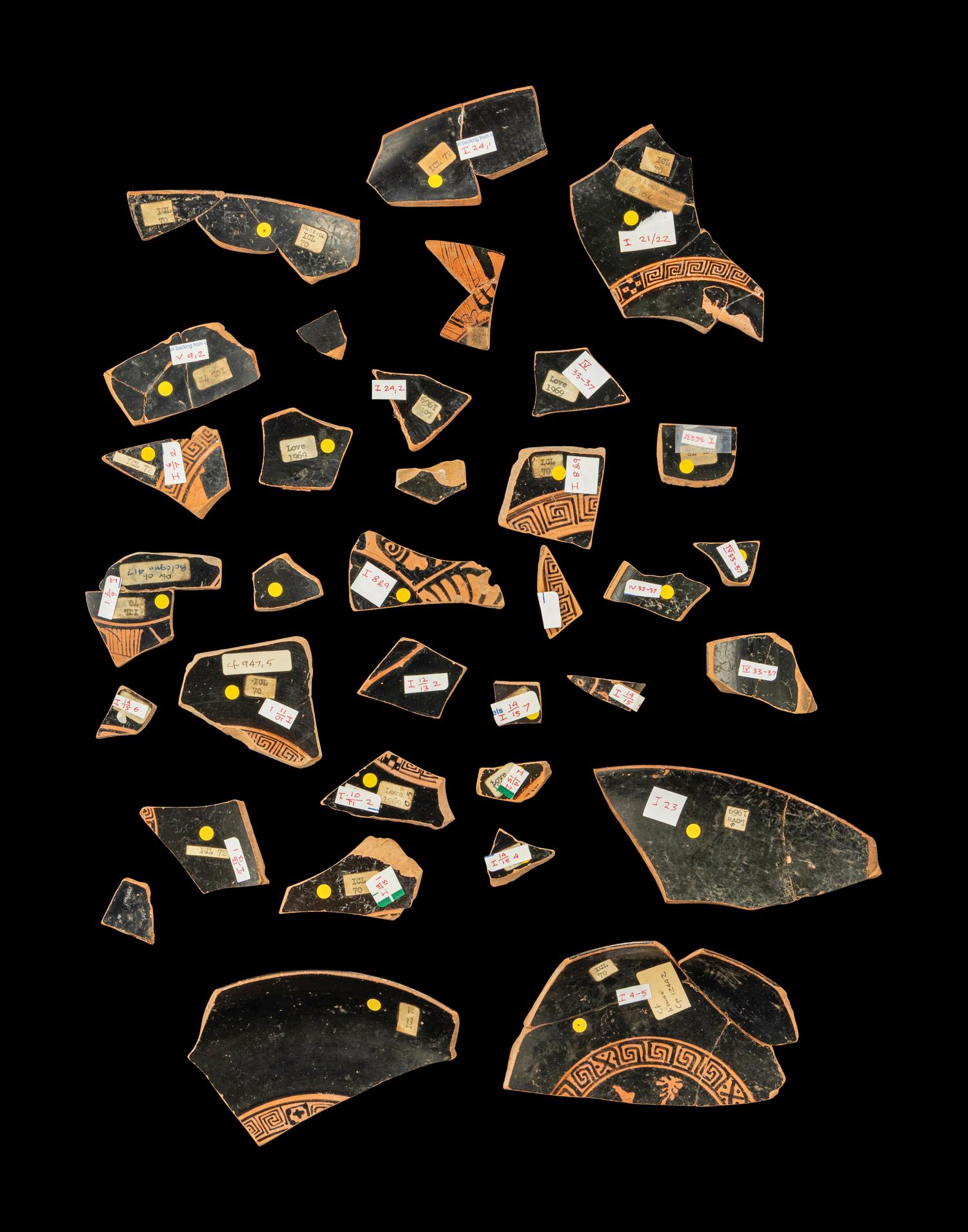 34 Attic Red-Figured Vase Fragments
