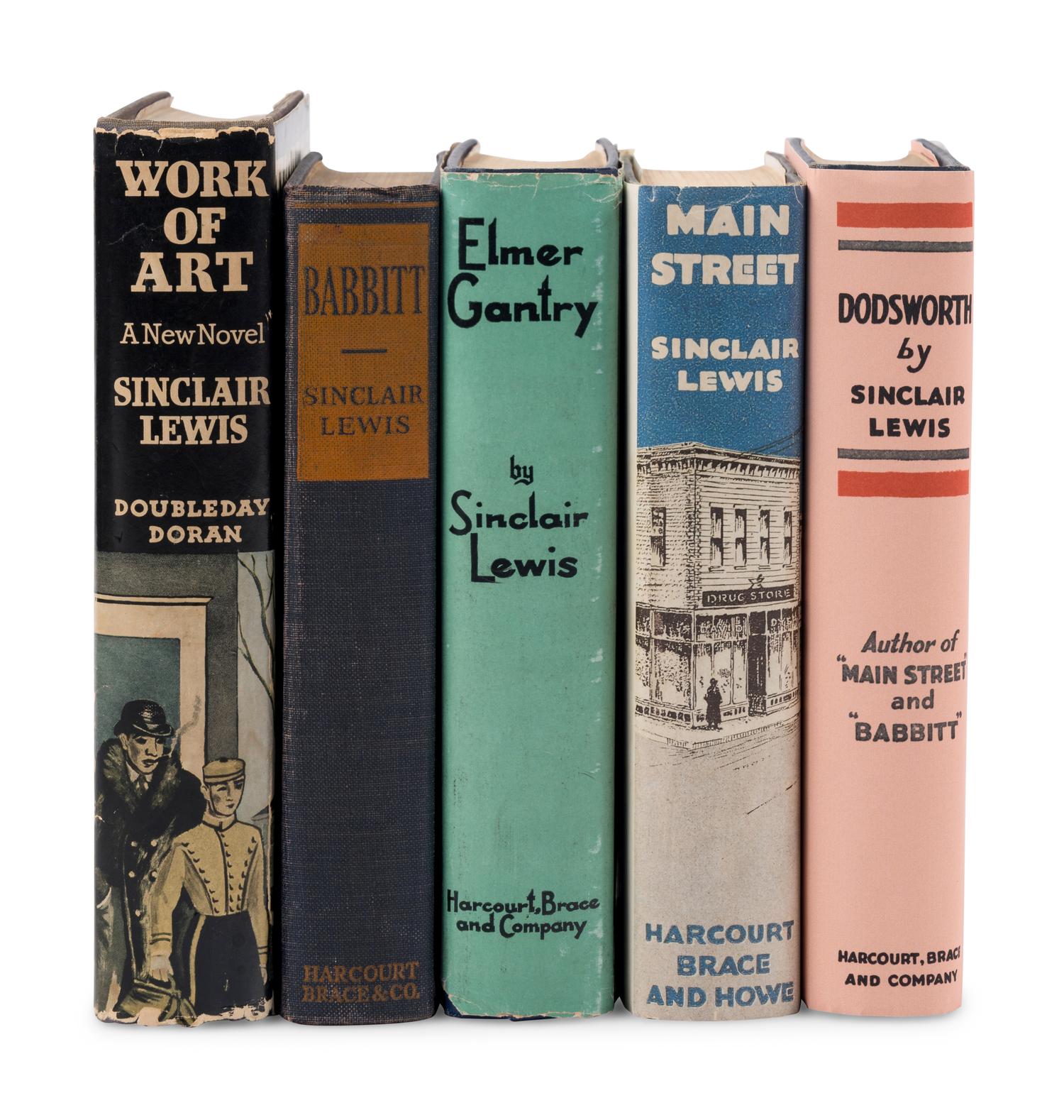 LEWIS, Sinclair (1885-1951). A group of 5 FIRST EDITIONS, comprising: