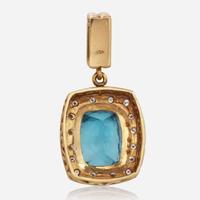 A 14K Yellow Gold, Topaz, and Diamond Pendant