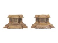 A Pair of Continental Painted and Parcel-Gilt Corinthian Columnar Pilasters