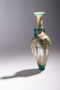 A Roman Glass Flask with Silver Iridescence