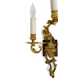 A Pair of Louis XV Style Gilt Bronze Three-Light Wall Sconces — 20TH CENTURY