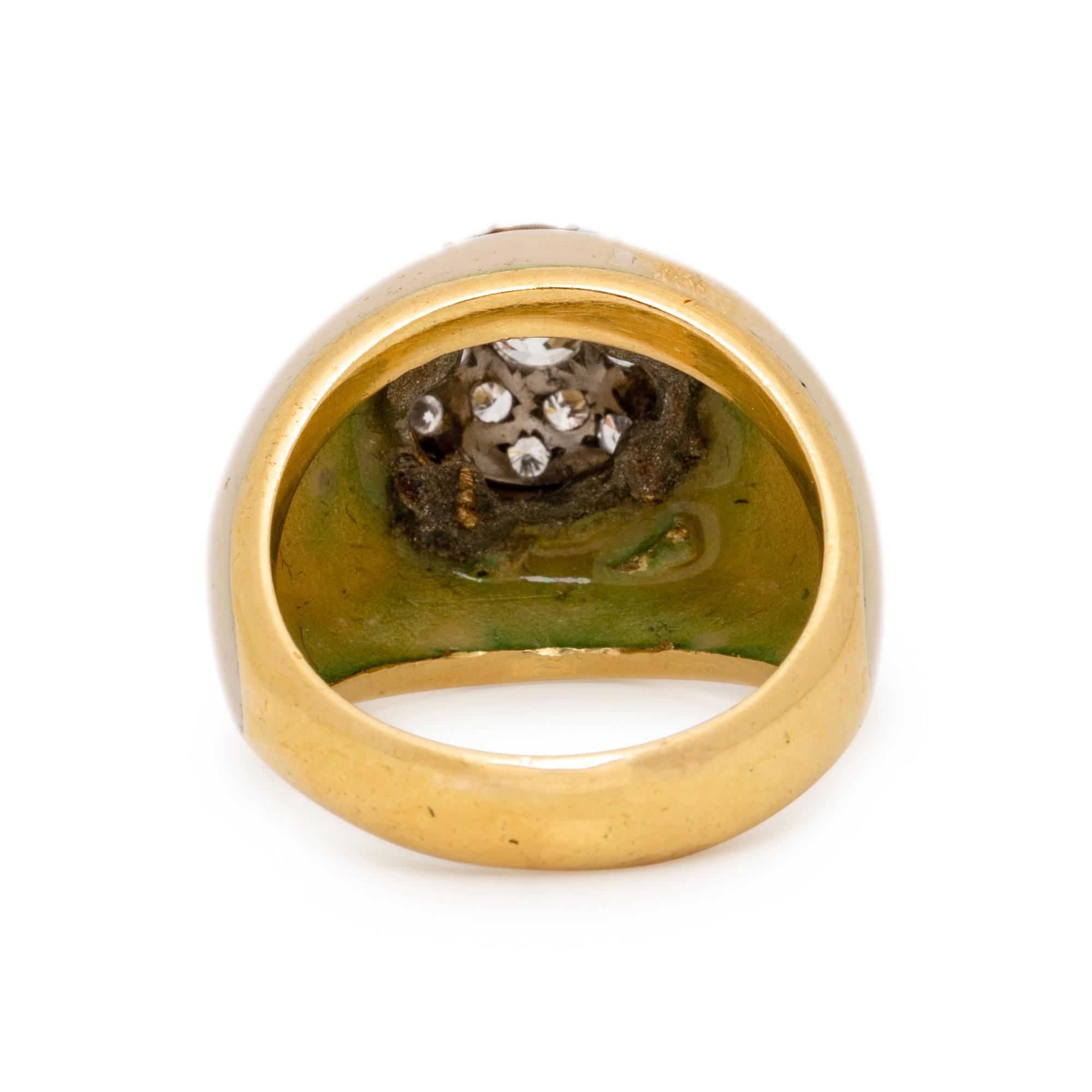 DIAMOND AND WHITE ENAMEL RING