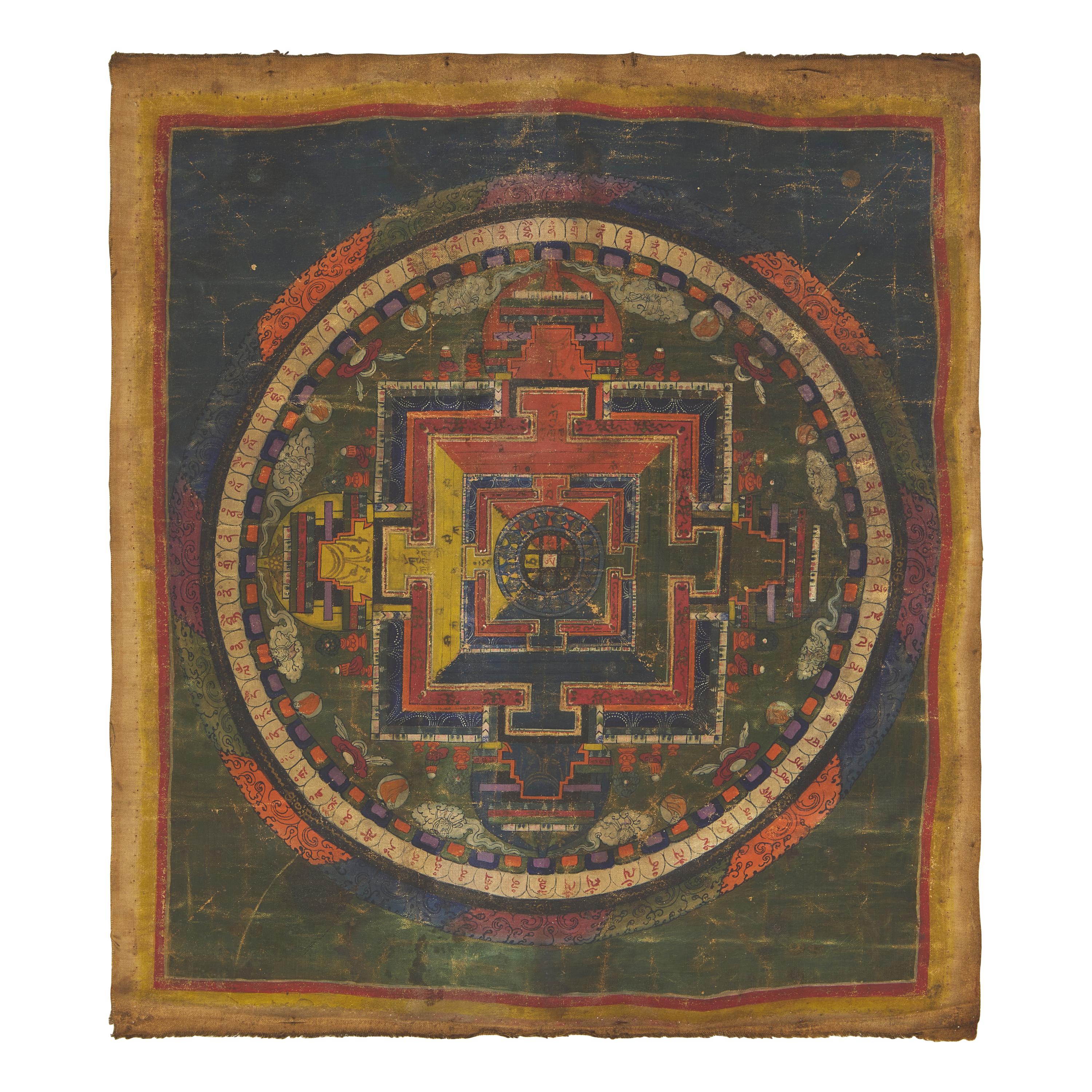 A Tibetan Thangka of a Mandala, 18th/19th Century 十八-十九世紀 曼陀羅壇城唐卡