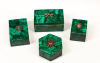 Four "Jeweled" Malachite Table Boxes