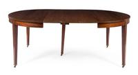 A Hepplewhite Mahogany Dining Table Height 30 1/2 x diameter 54 inches. — 19TH CENTURY