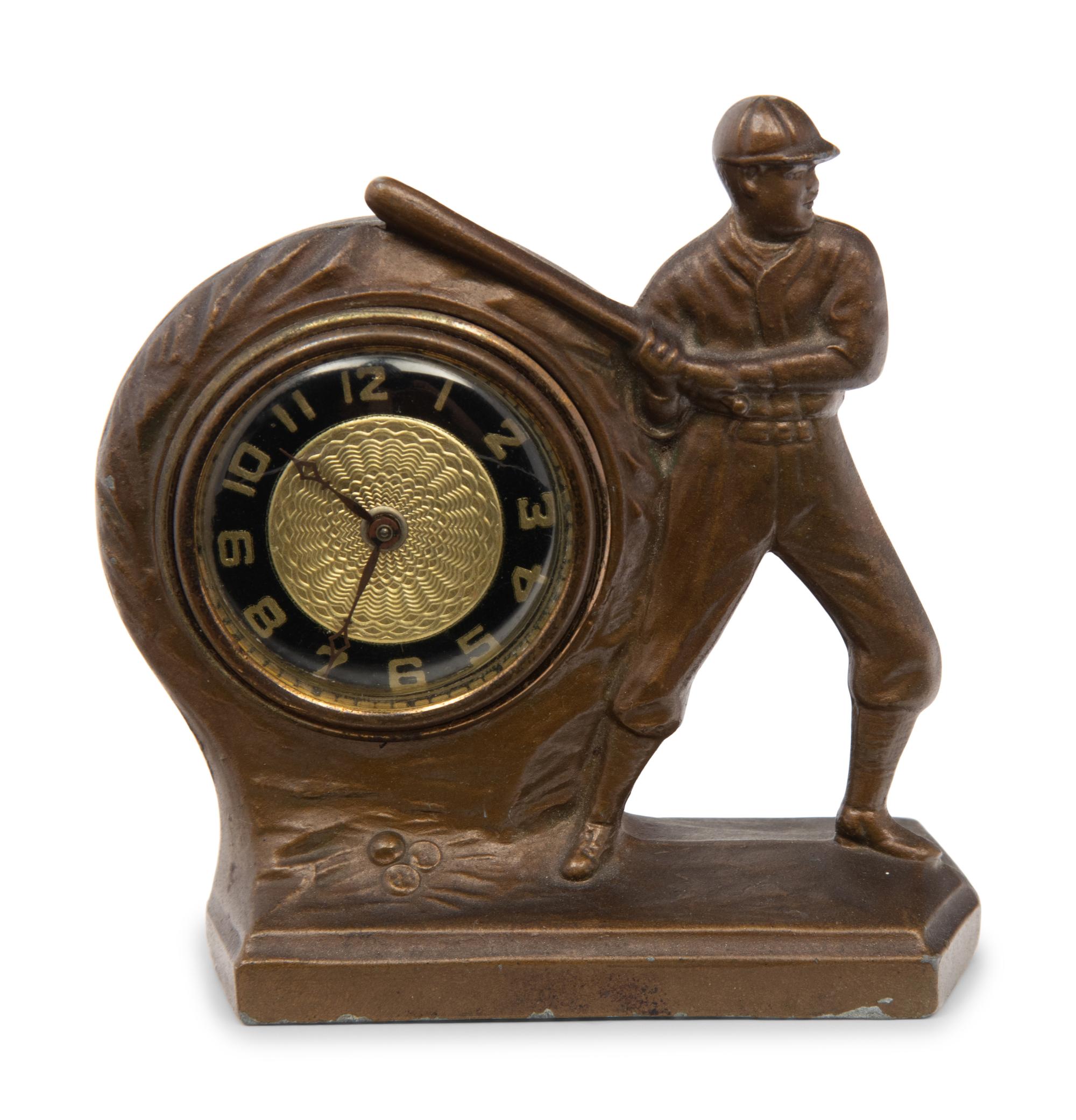 A Working 1930s Baseball Cast Iron Desk Clock