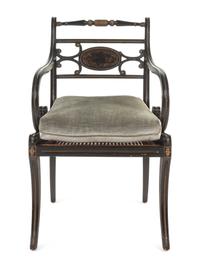 A Regency Painted and Parcel-Gilt Cane Seat Armchair