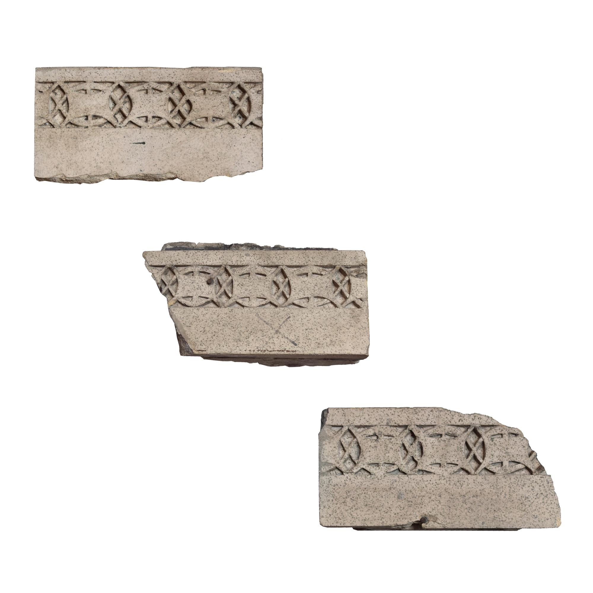 Three Sullivan Designed Terra Cotta Facade Fragments from the Gage Building 10" W x 4.5" D x 5" H each — United States, Circa 1898