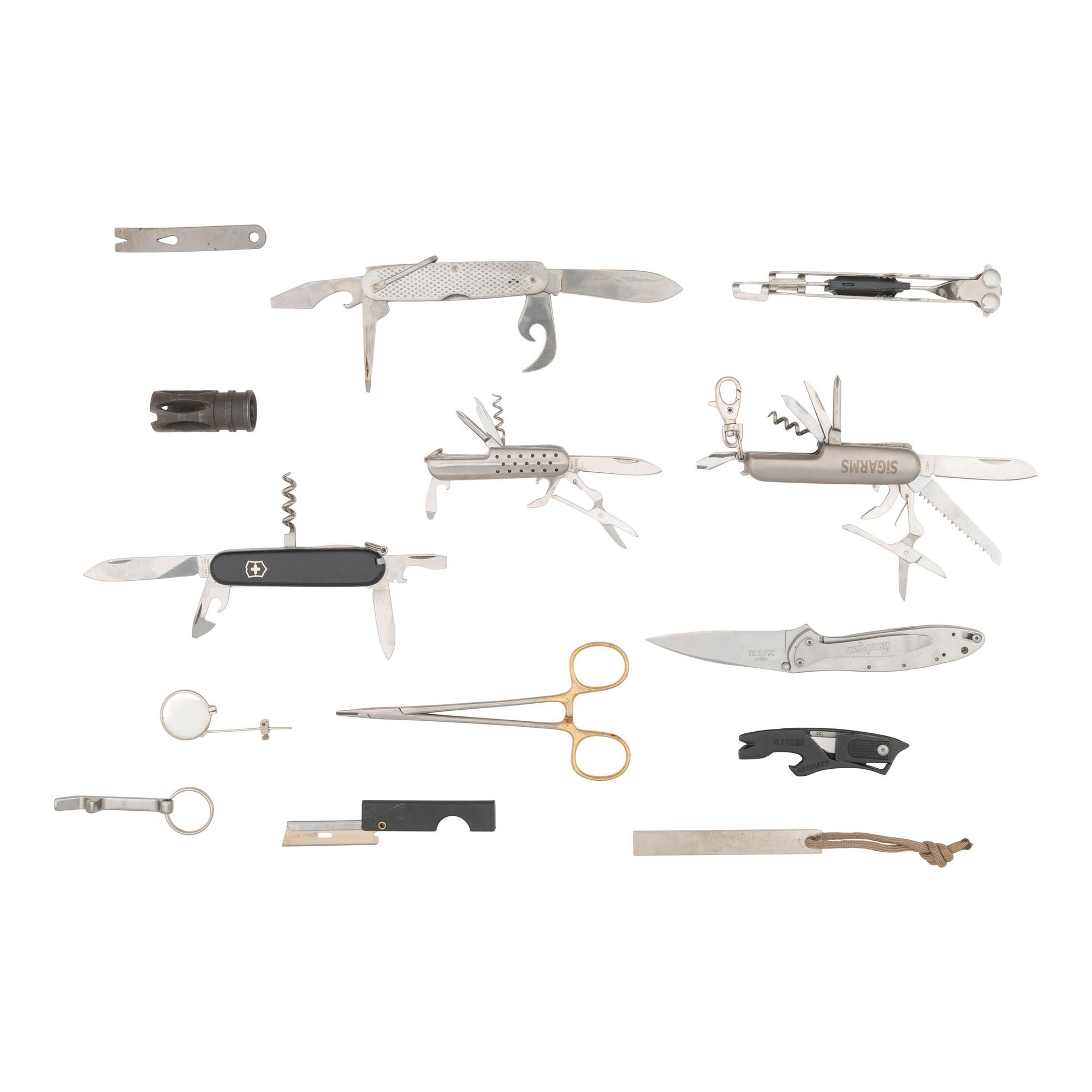 Lot of Randall Knife Sheaths and Assorted Folding Knives