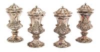 Four Sheffield Plate Standing Salts and Peppers, 19TH CENTURY,