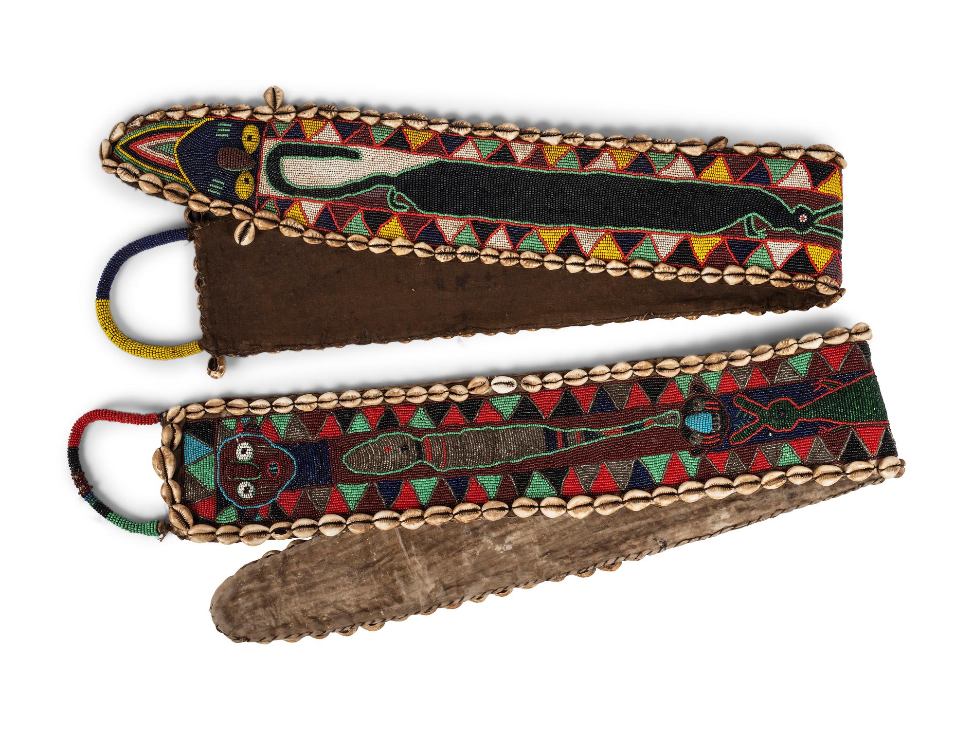 Yoruba Beaded Diviner's Hanging Panel and Beaded Purses