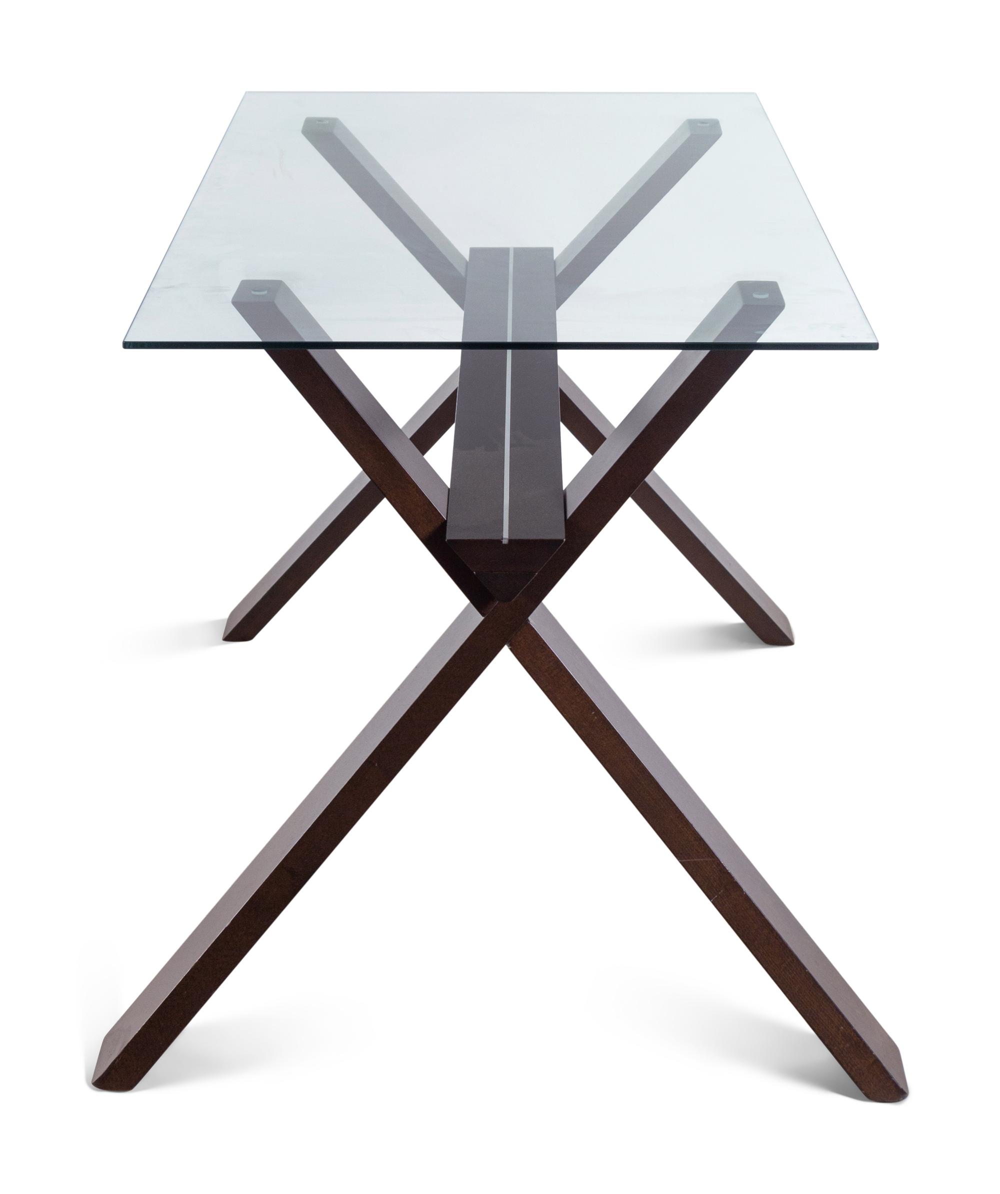 A Contemporary Glass-Top Desk with an X-Form Base