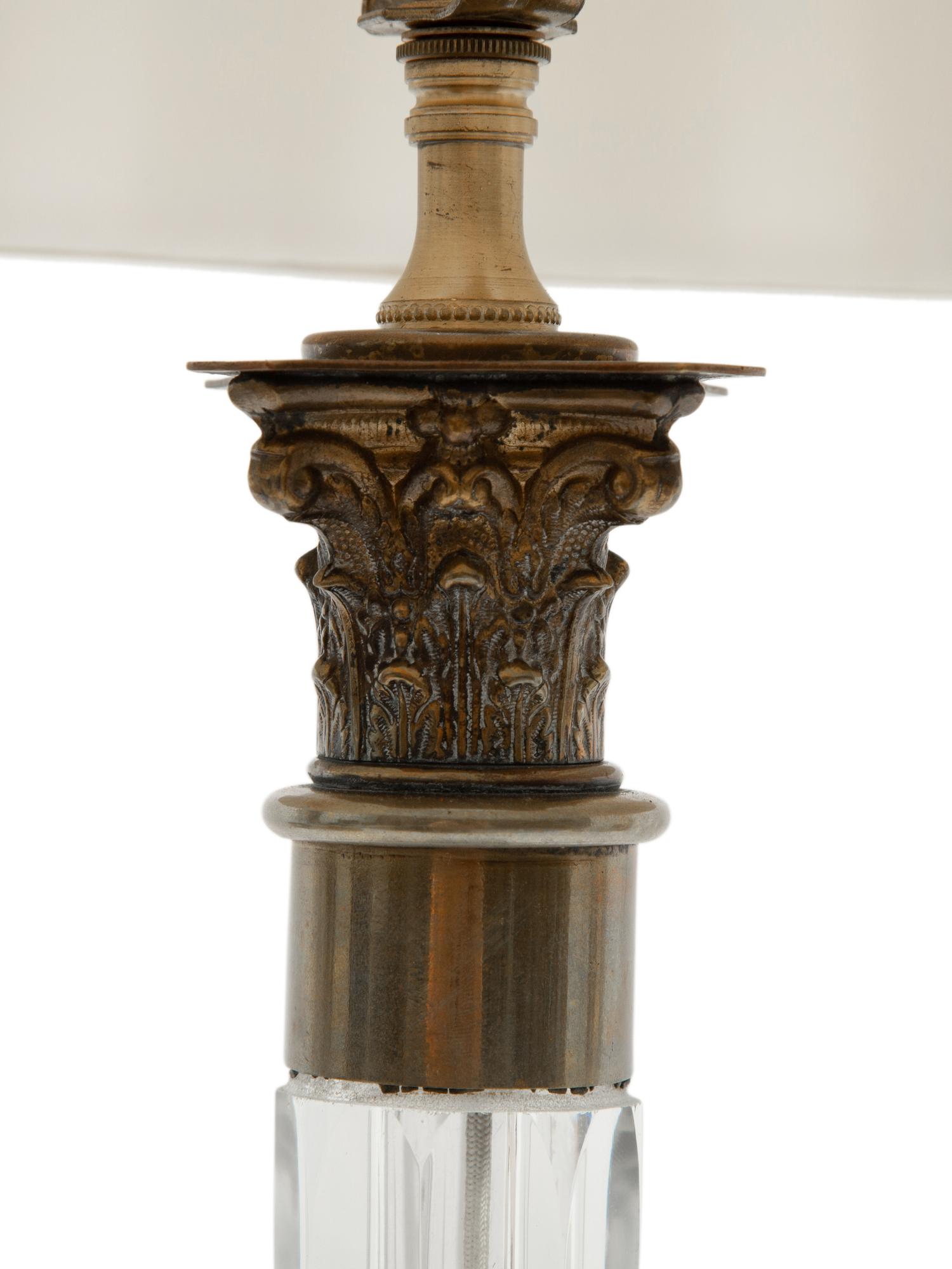 An Empire Style Gilt Bronze Mounted Glass Table Lamp