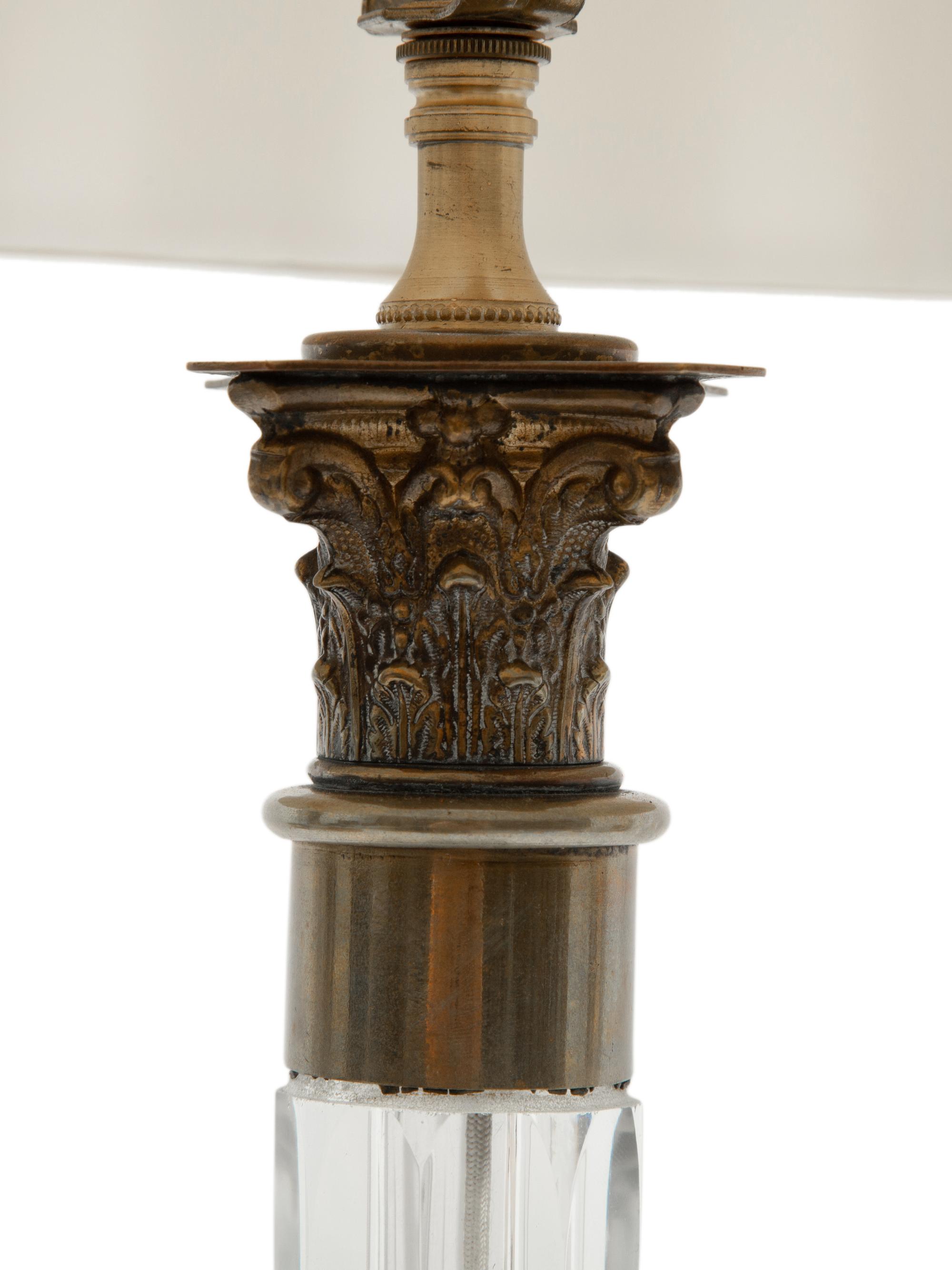 An Empire Style Gilt Bronze Mounted Glass Table Lamp