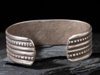 Navajo Ingot and Turquoise Cuff Bracelet