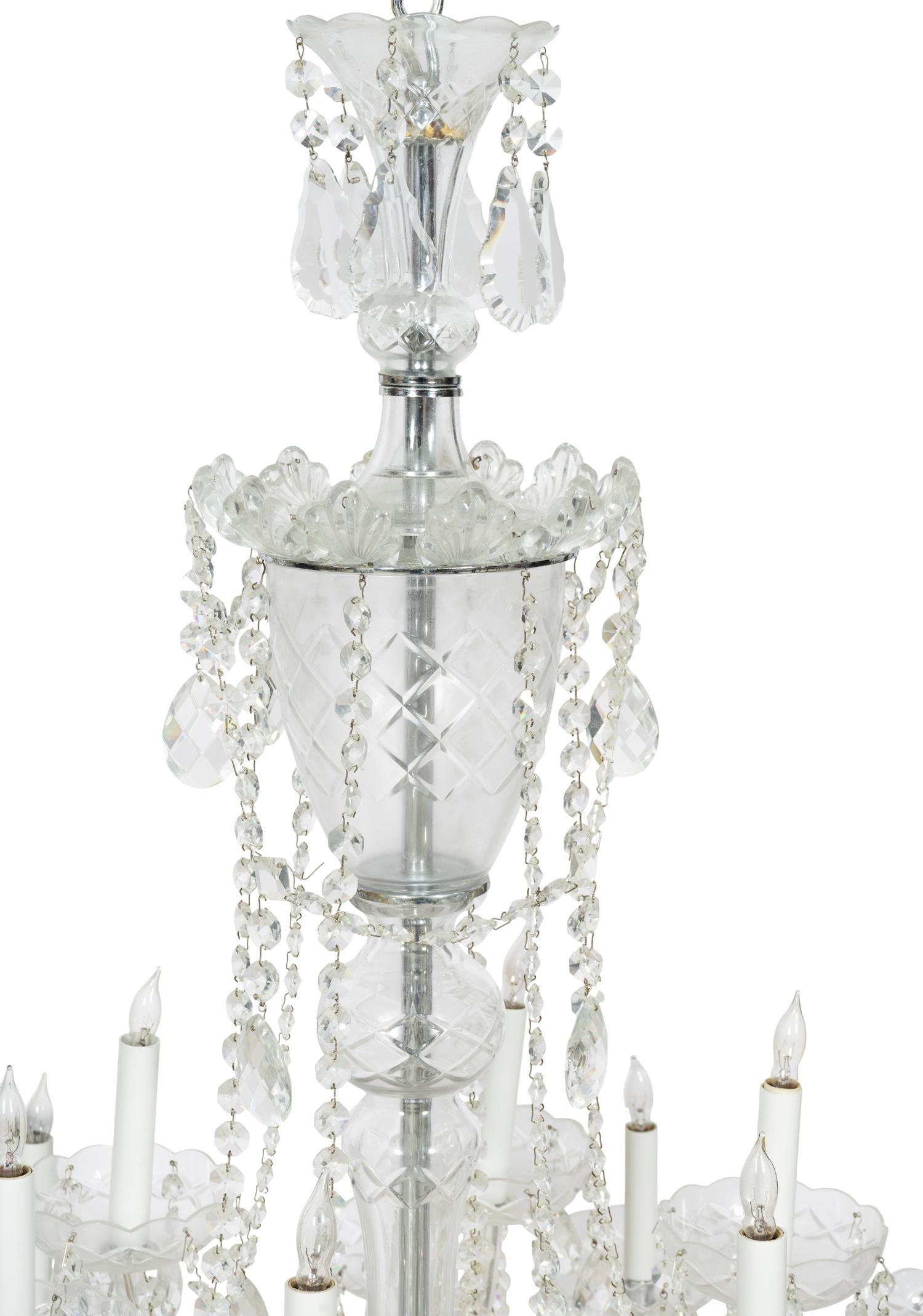 A Cut Glass Twenty-Light Chandelier