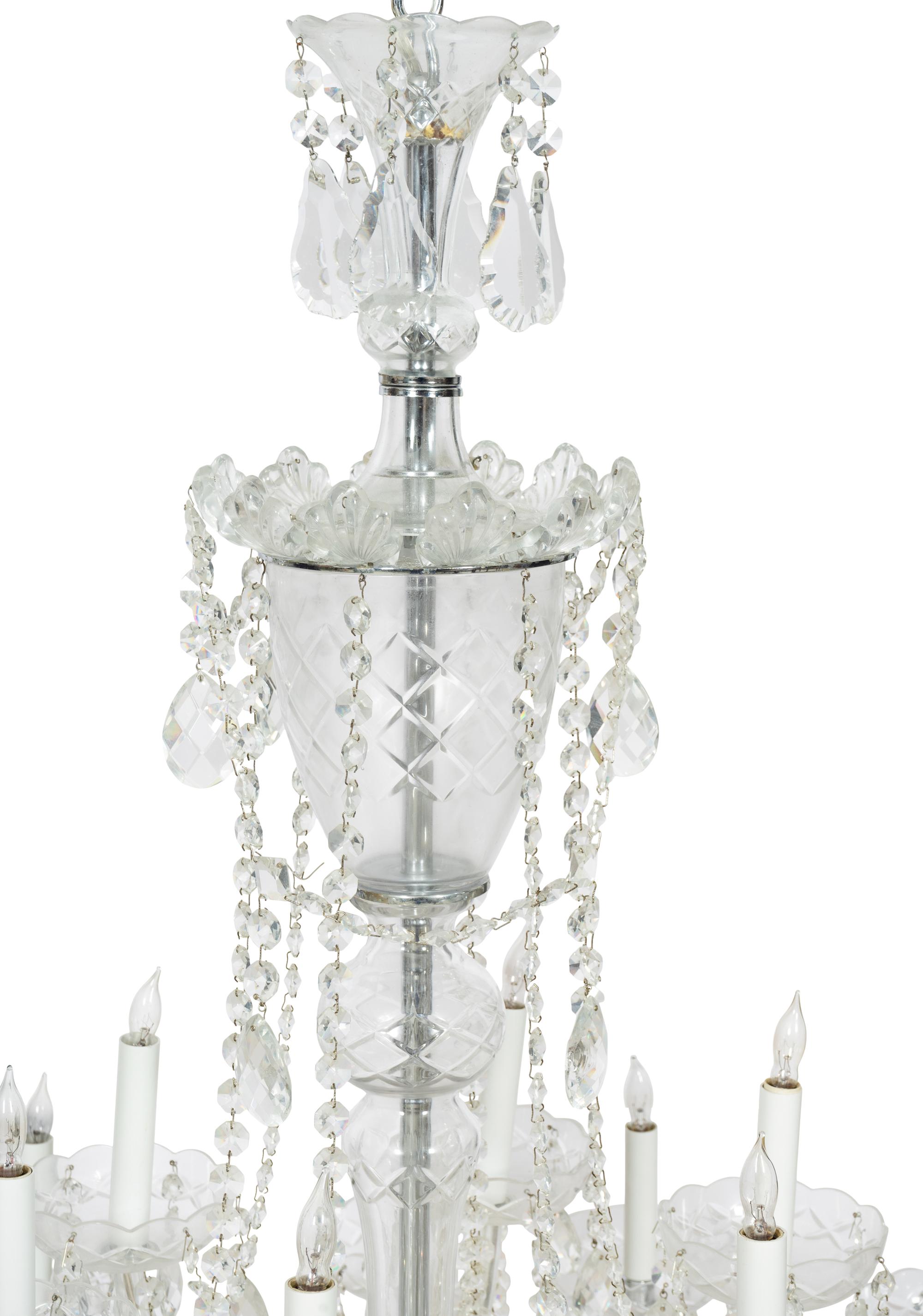 A Cut Glass Twenty-Light Chandelier