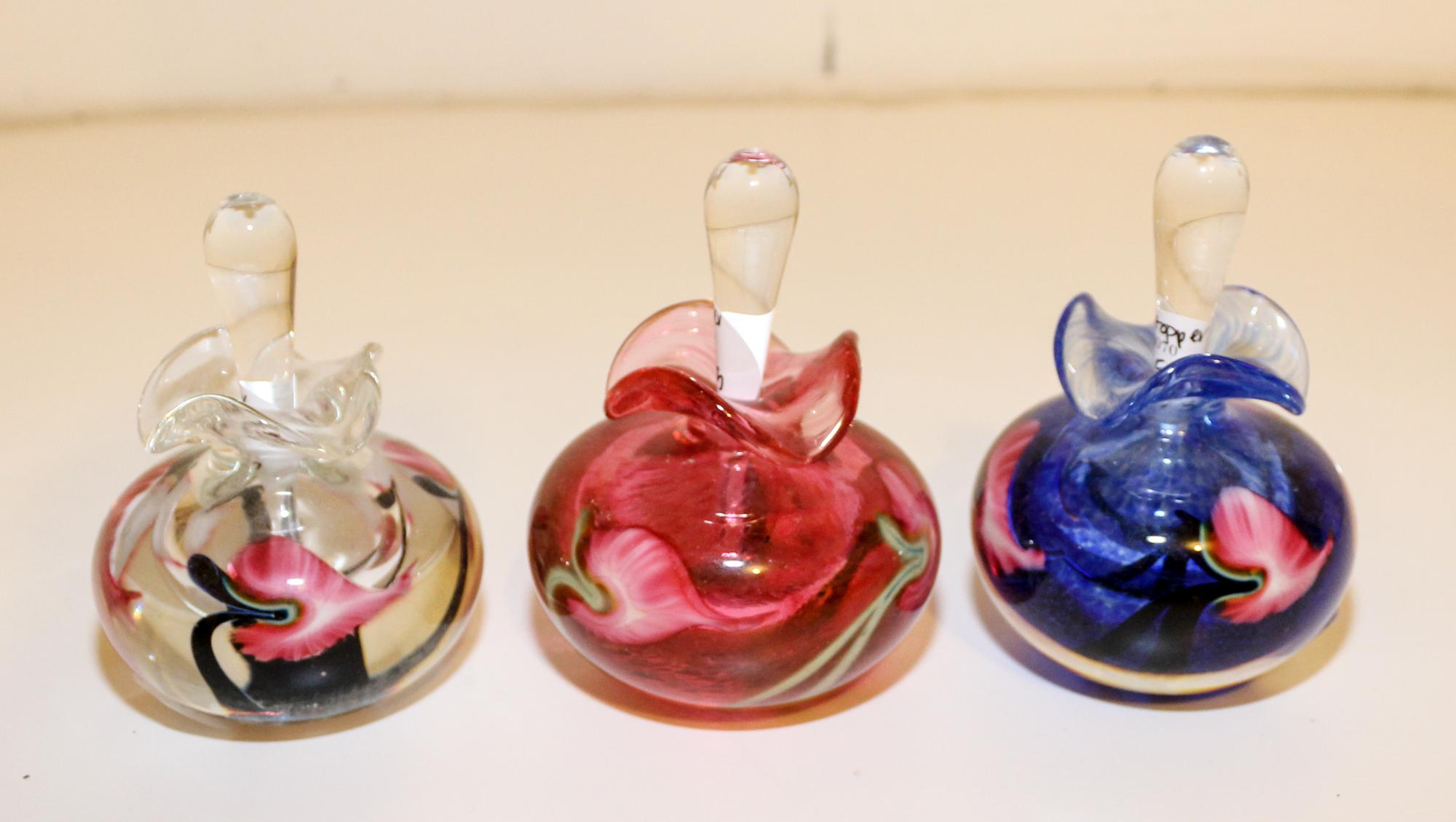 Three Lotton Glass Perfumes Height 4 1/2 inches. — 20TH/21ST CENTURY