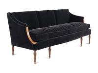 A Black Velvet Upholstered Sofa