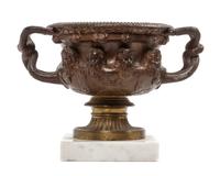 A Continental Bronze Urn Height 6 inches. — AFTER THE WARWICK VASE