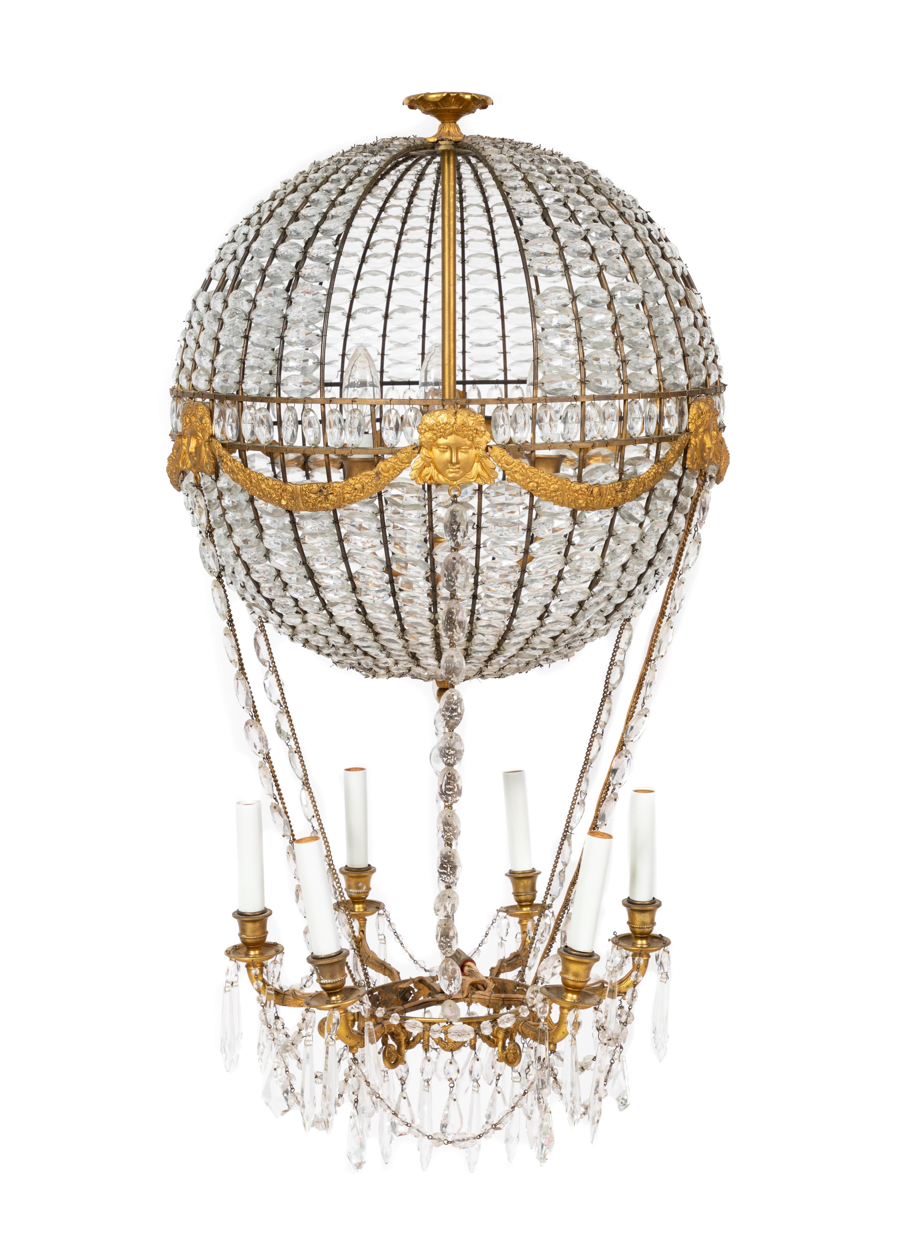 A German Cut Glass Montgolfier Chandelier