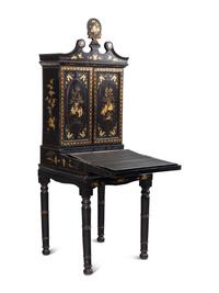 A Chinese Export Lacquer-Decorated Bureau Cabinet