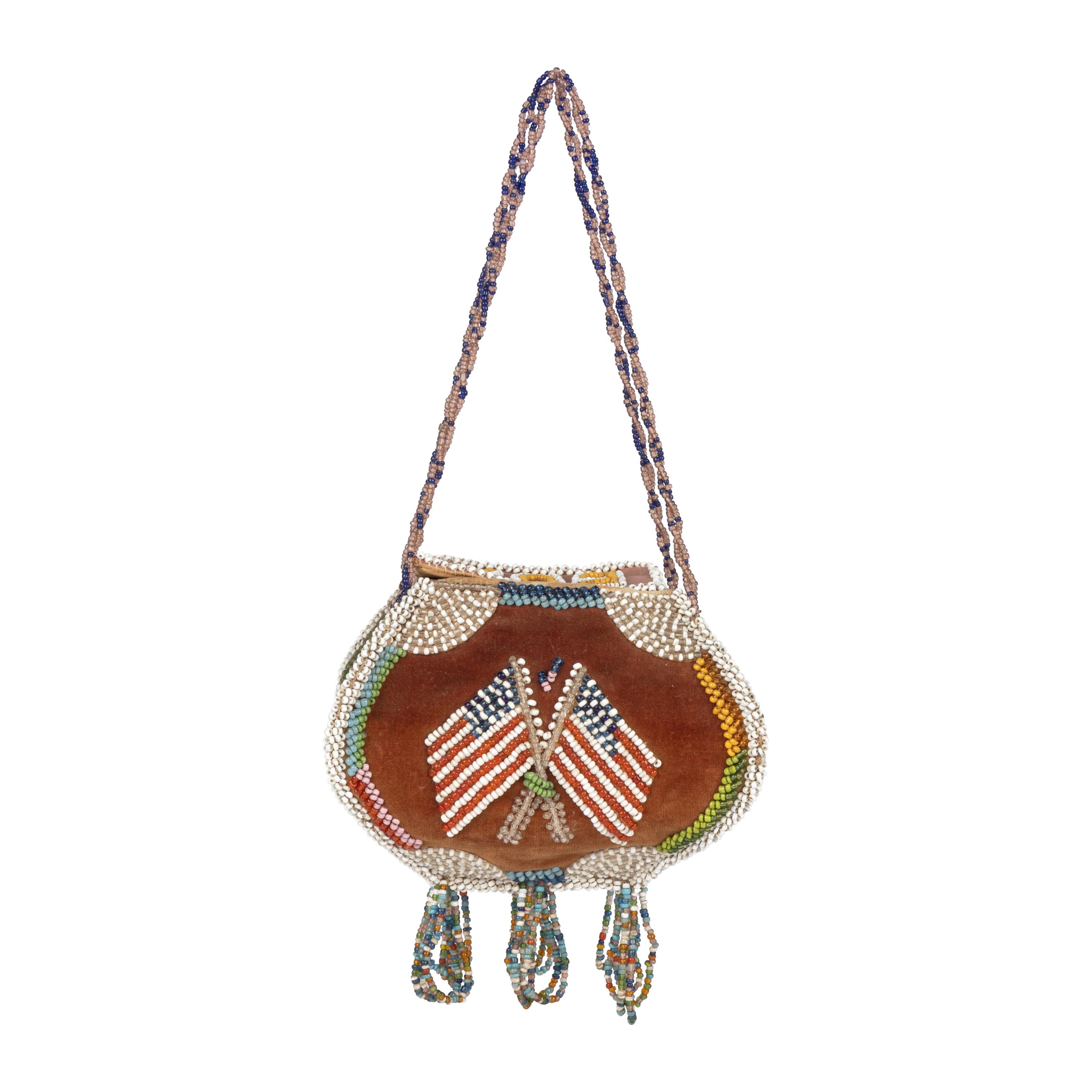 Great Lakes Beaded Purse, with American Flags