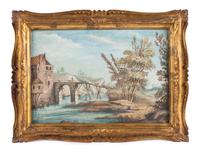 French School, (19th Century), Village Landscape Scenes (a set of four works)