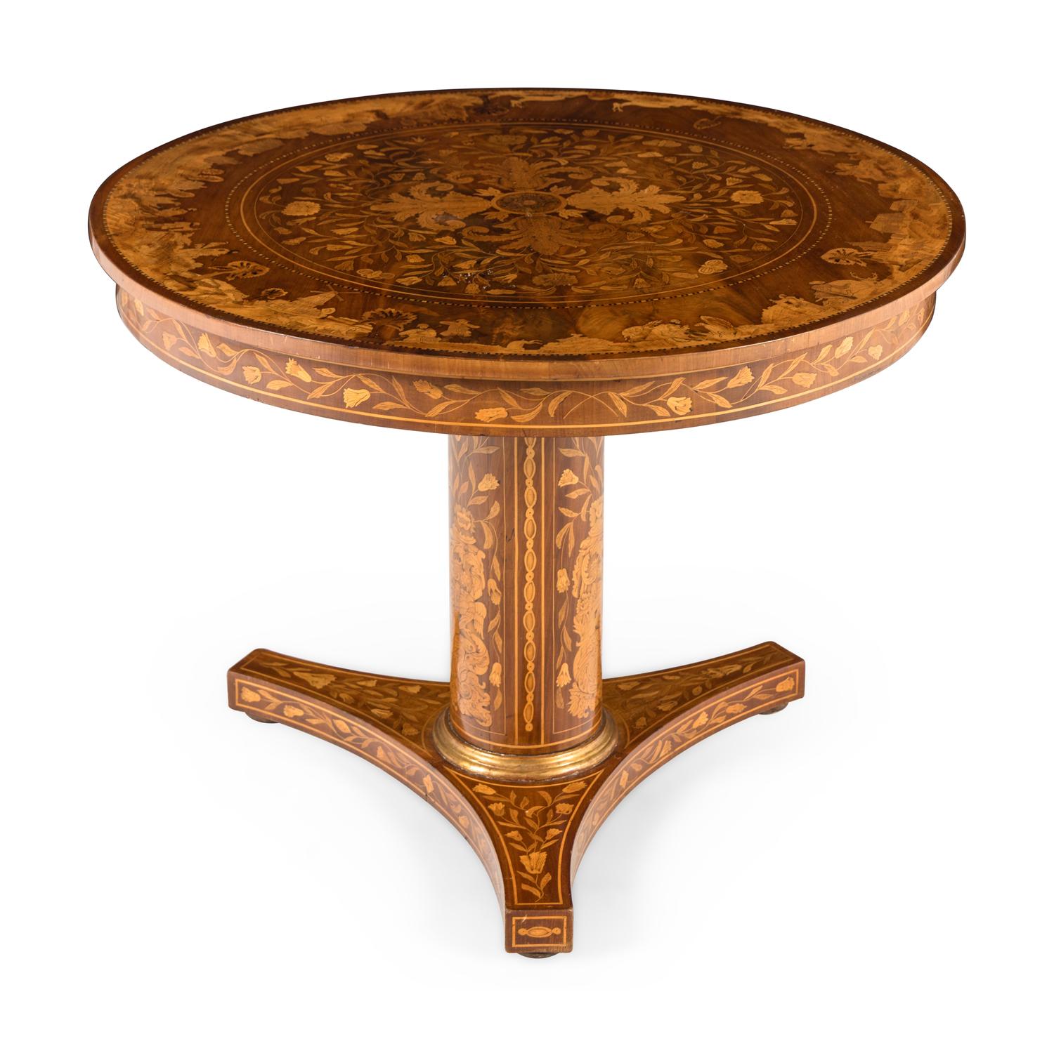 A Dutch Mahogany and Marquetry Center Table