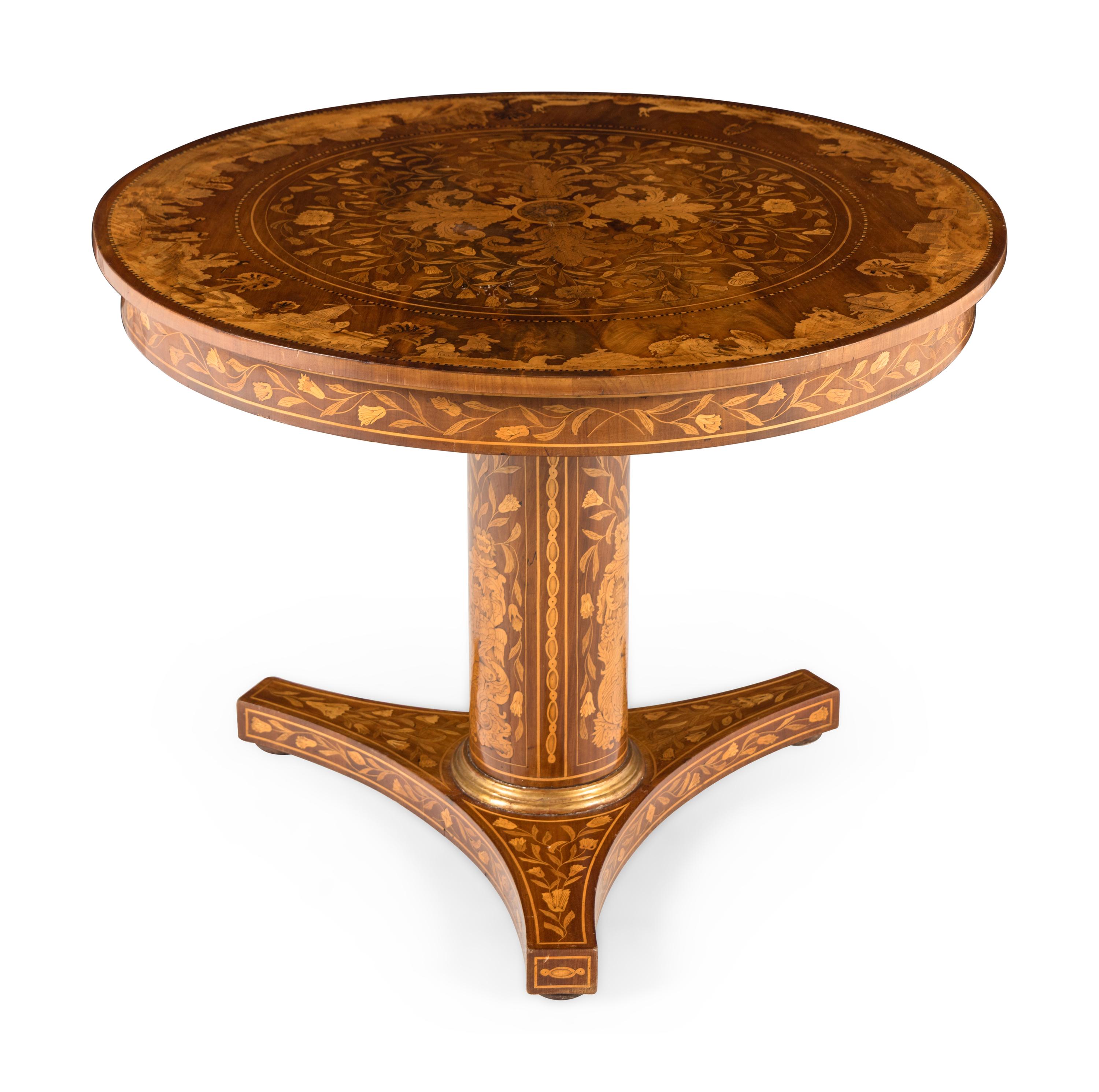 A Dutch Mahogany and Marquetry Center Table