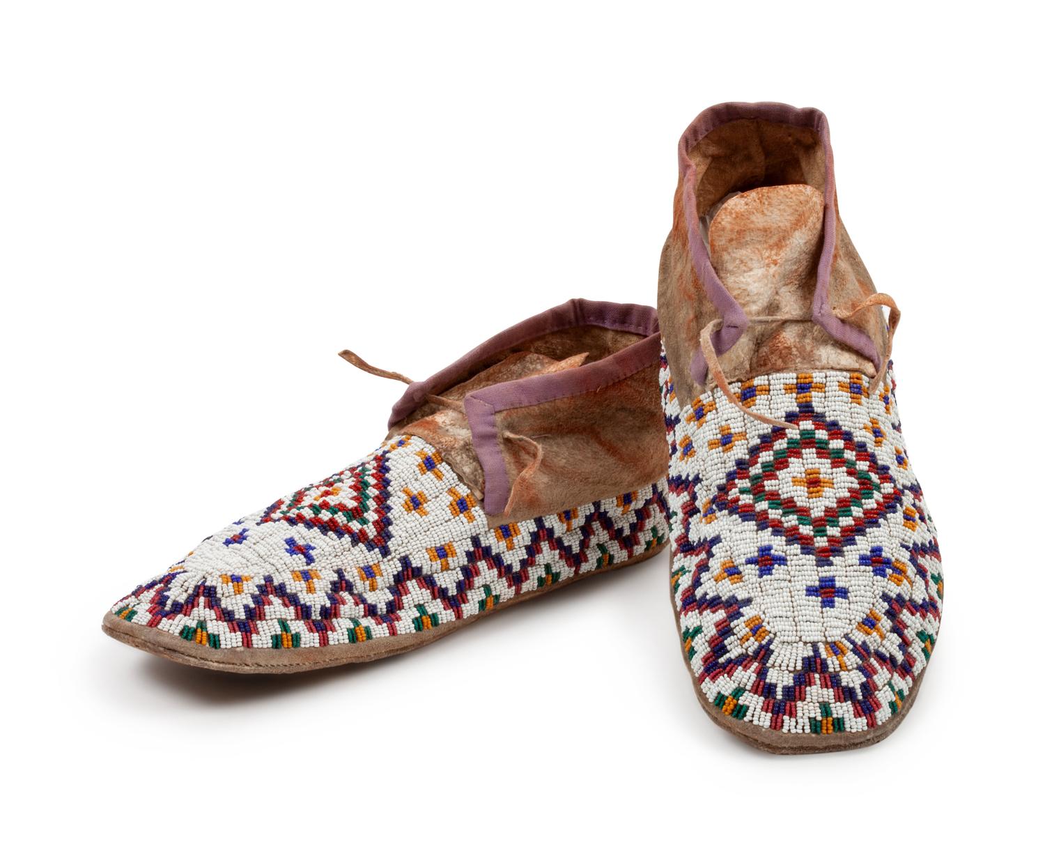 Northern Plains Beaded Hide Moccasins