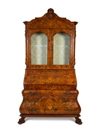 A Dutch Baroque Style Marquetry Secretary Bookcase — 20TH CENTURY