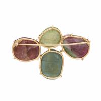 YELLOW GOLD AND TOURMALINE BROOCH
