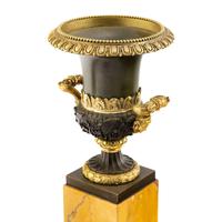 Three Pairs of Gilt and Patinated Bronze and Marble Urns