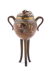 A Japanese Mixed-Metal Covered Incense Burner, Koro