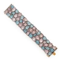 AQUAMARINE, MORGANITE AND DIAMOND BRACELET